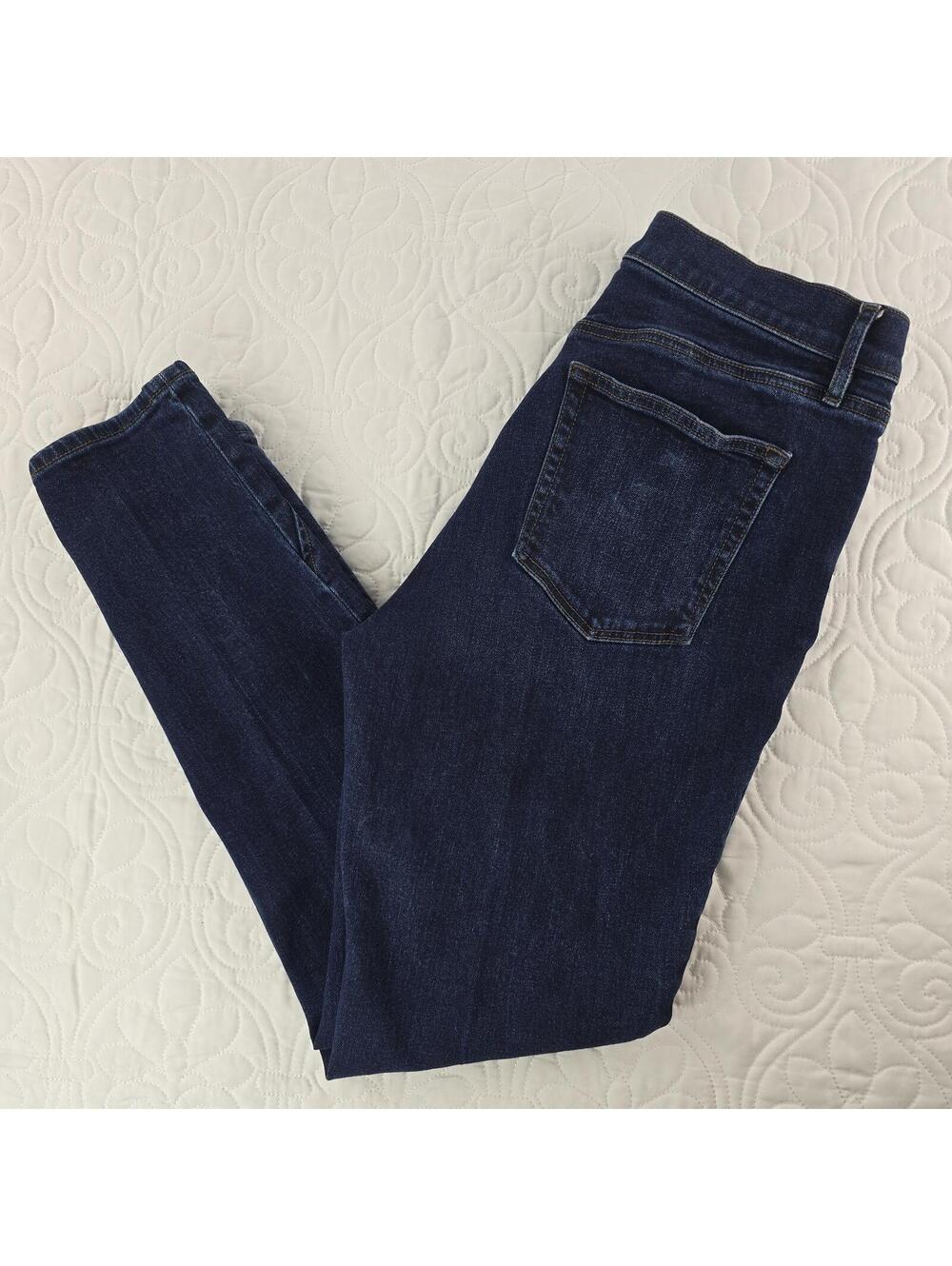 LOFT Outlet Skinny Jeans Womens Size 12 Dark Wash Ankle Slit Hem Stretch Denim - Picture 3 of 9